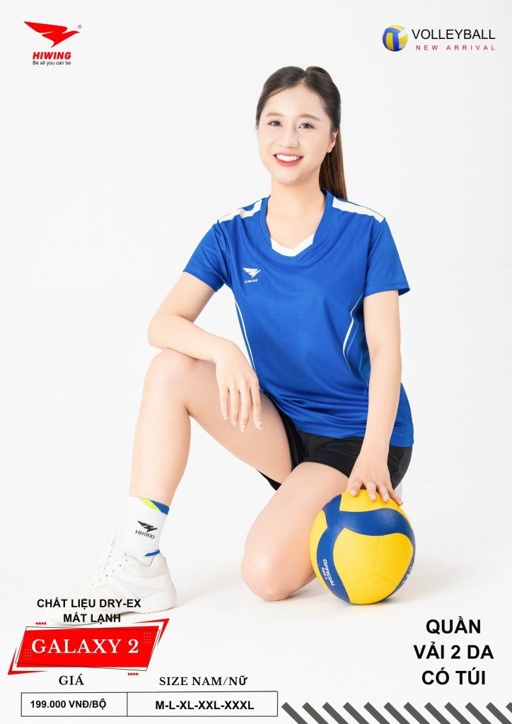 Áo Bóng Chuyền Nam Nữ Hiwing Galaxy 2 Màu Xanh Dương Mới Nhất 2026