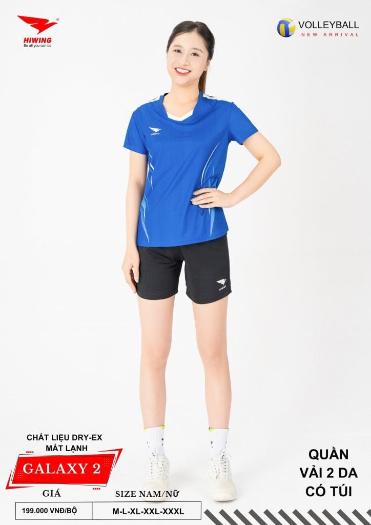 Áo Bóng Chuyền Nam Nữ Hiwing Galaxy 2 Màu Xanh Dương Mới Nhất 2026
