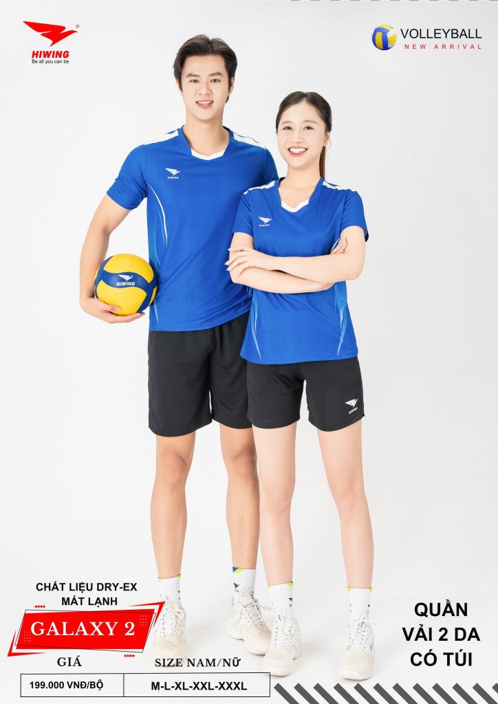 Áo Bóng Chuyền Nam Nữ Hiwing Galaxy 2 Màu Xanh Dương Mới Nhất 2026