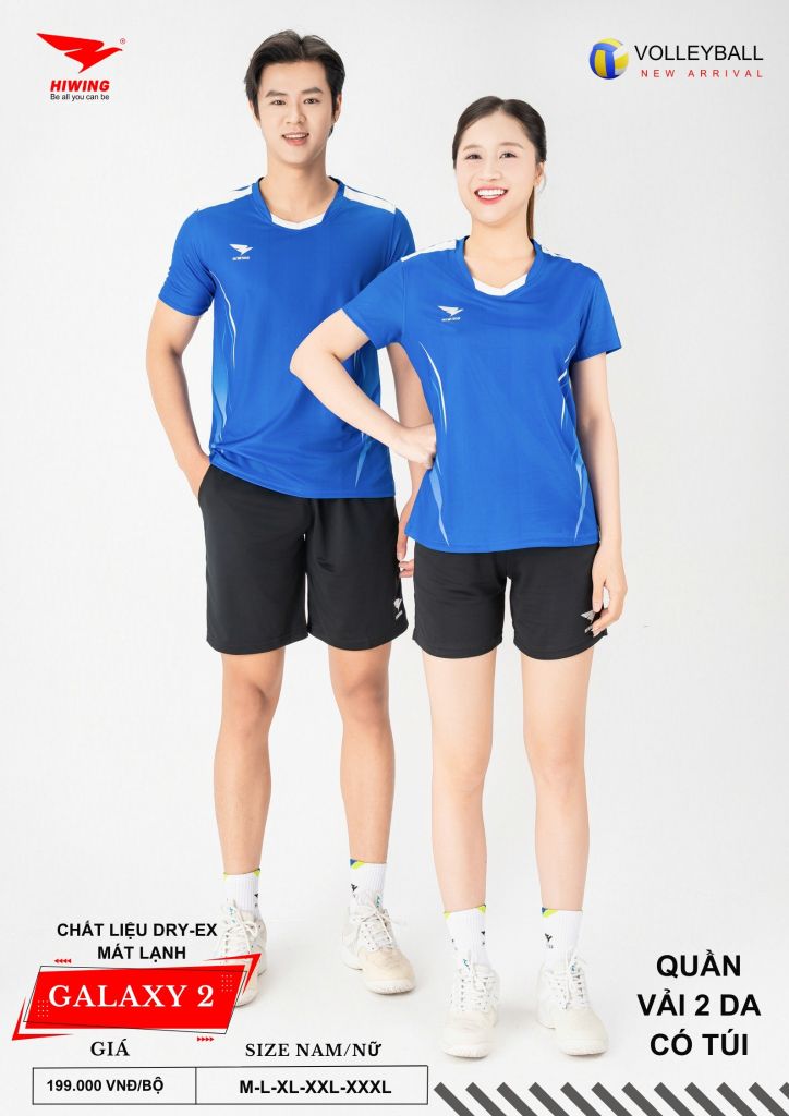 Áo Bóng Chuyền Nam Nữ Hiwing Galaxy 2 Màu Xanh Dương Mới Nhất 2026