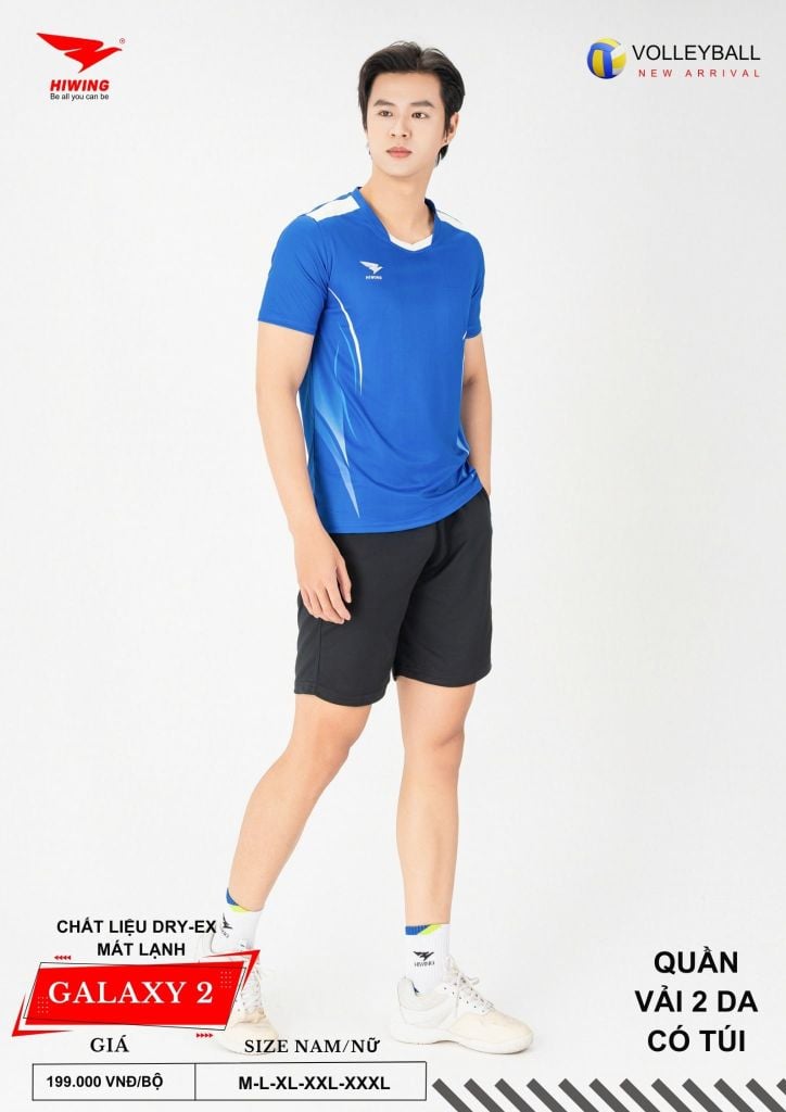 Áo Bóng Chuyền Nam Nữ Hiwing Galaxy 2 Màu Xanh Dương Mới Nhất 2026