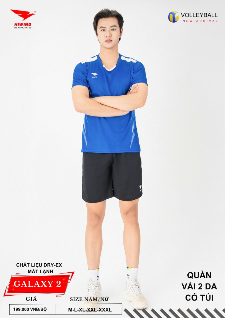 Áo Bóng Chuyền Nam Nữ Hiwing Galaxy 2 Màu Xanh Dương Mới Nhất 2026