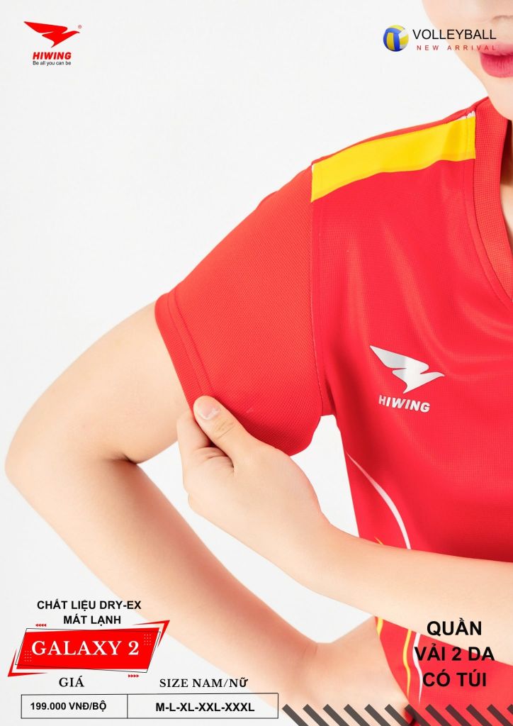 Áo Bóng Chuyền Nam Nữ Hiwing Galaxy 2 Màu Đỏ Mới Nhất 2026