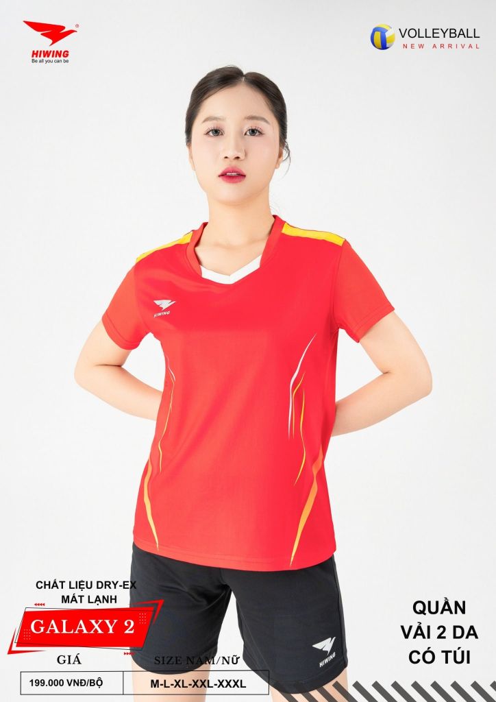 Áo Bóng Chuyền Nam Nữ Hiwing Galaxy 2 Màu Đỏ Mới Nhất 2026