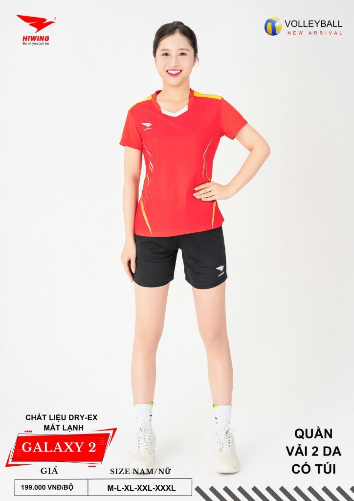 Áo Bóng Chuyền Nam Nữ Hiwing Galaxy 2 Màu Đỏ Mới Nhất 2026