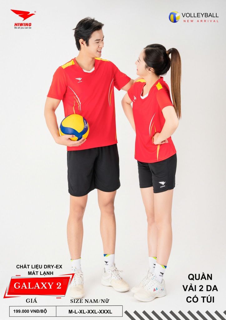 Áo Bóng Chuyền Nam Nữ Hiwing Galaxy 2 Màu Đỏ Mới Nhất 2026