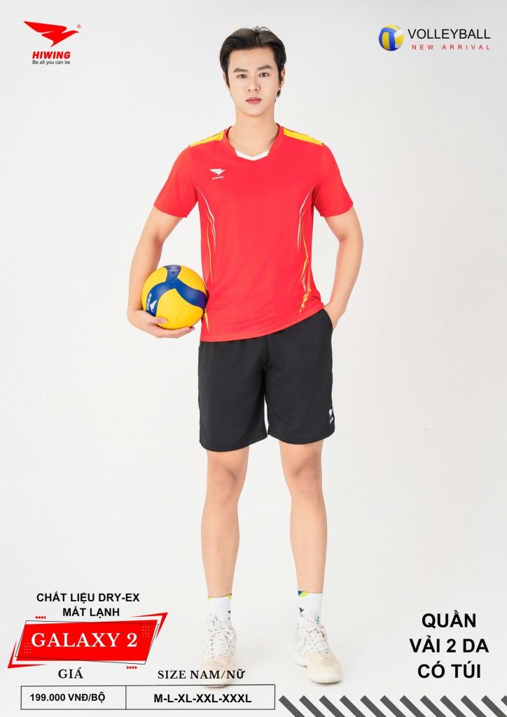 Áo Bóng Chuyền Nam Nữ Hiwing Galaxy 2 Màu Đỏ Mới Nhất 2026