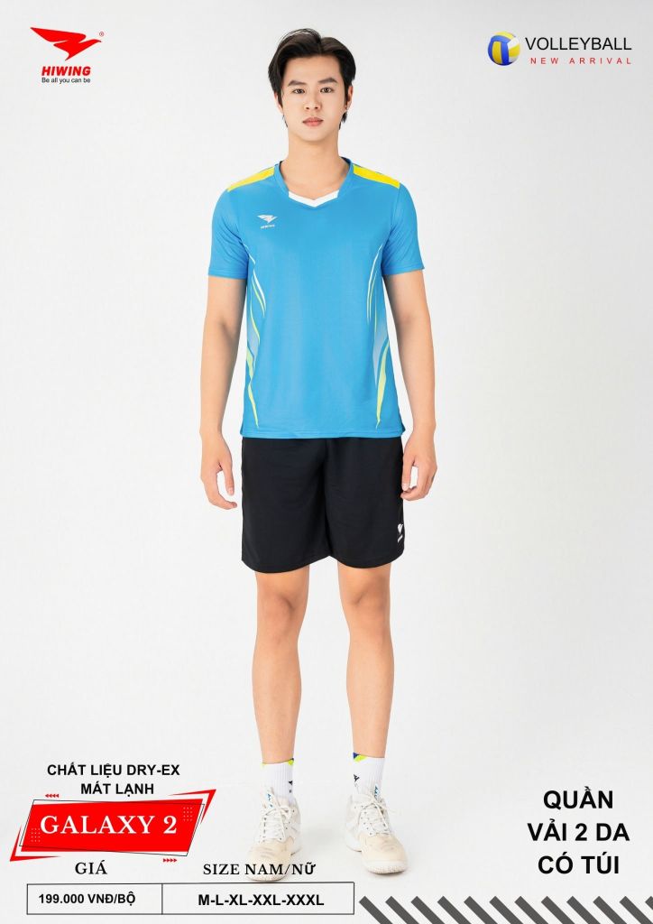 Áo Bóng Chuyền Nam Nữ Hiwing Galaxy 2 Màu Xanh Da Mới Nhất 2026