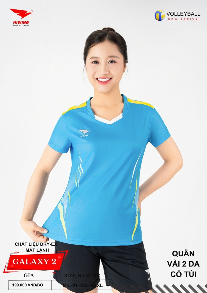 Áo Bóng Chuyền Nam Nữ Hiwing Galaxy 2 Màu Xanh Da Mới Nhất 2026