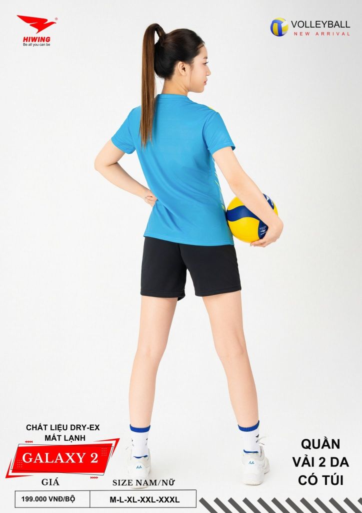Áo Bóng Chuyền Nam Nữ Hiwing Galaxy 2 Màu Xanh Da Mới Nhất 2026