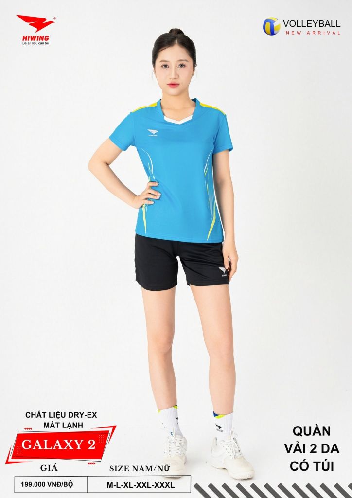 Áo Bóng Chuyền Nam Nữ Hiwing Galaxy 2 Màu Xanh Da Mới Nhất 2026