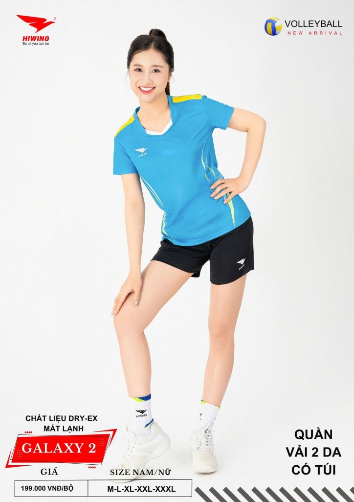 Áo Bóng Chuyền Nam Nữ Hiwing Galaxy 2 Màu Xanh Da Mới Nhất 2026