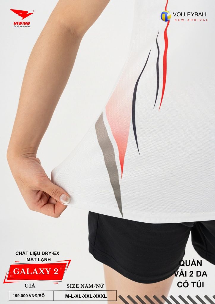Áo Bóng Chuyền Nam Nữ Hiwing Galaxy 2 Màu Trắng Mới Nhất 2026