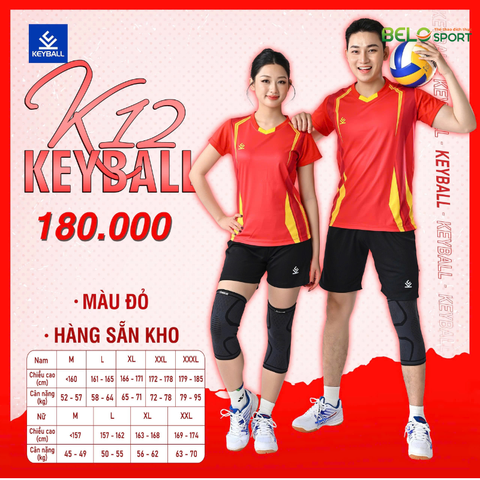 Áo Bóng Chuyền Keyball K12 - Màu Đỏ