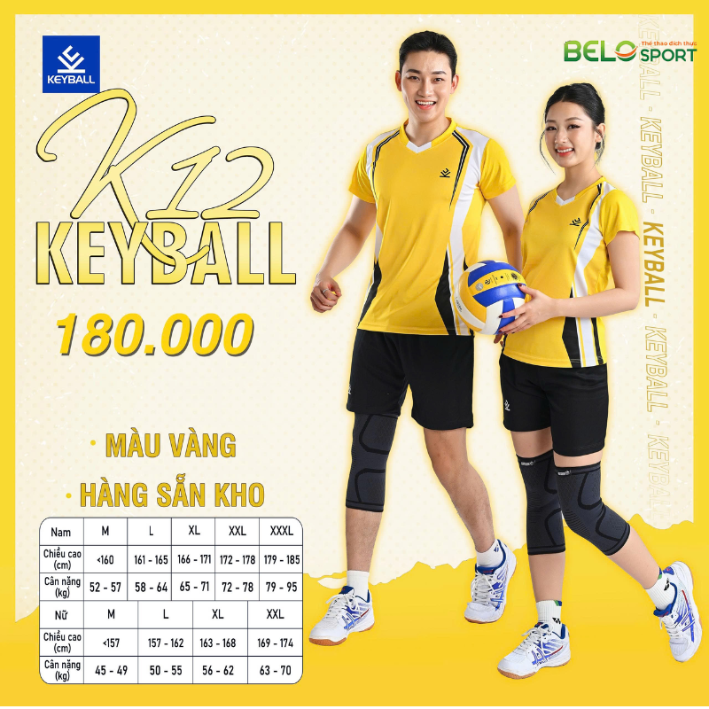 Áo Bóng Chuyền Keyball K12 - Màu Vàng