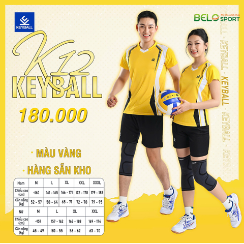 Áo Bóng Chuyền Keyball K12 - Màu Vàng