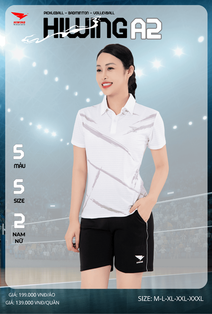 Áo Cầu Lông , Pickleball Hiwing A2 - Màu Trắng