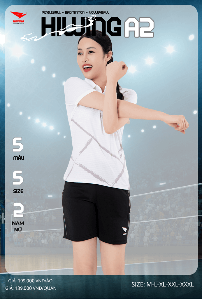 Áo Cầu Lông , Pickleball Hiwing A2 - Màu Trắng
