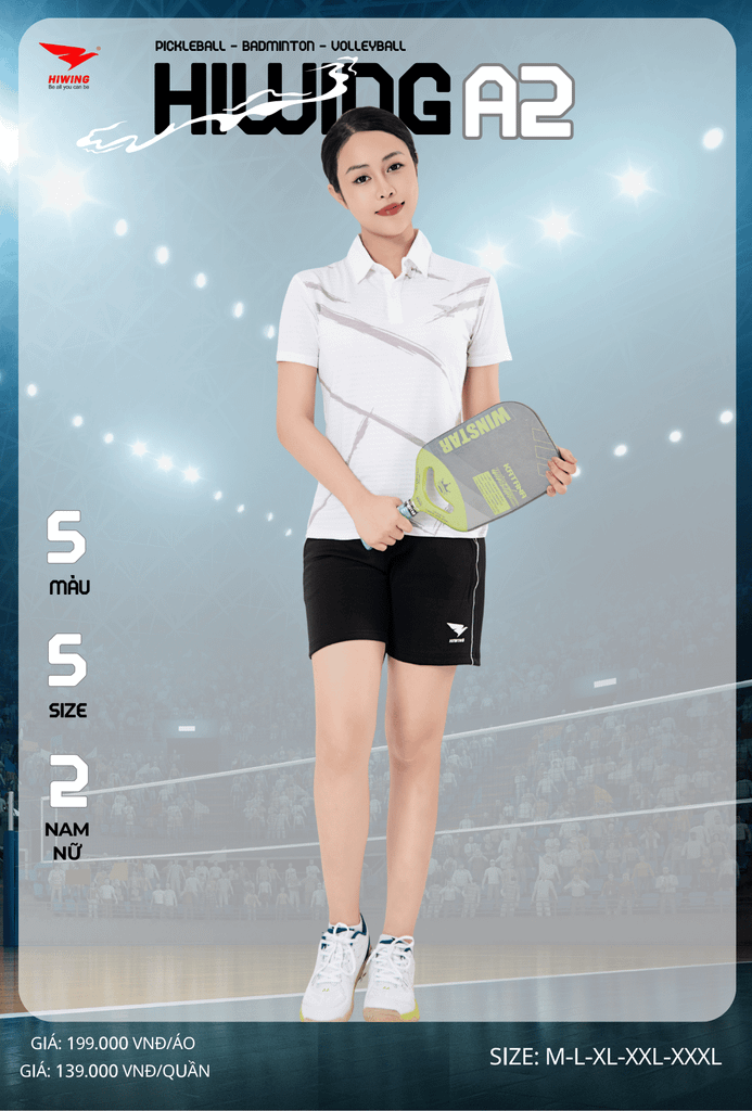 Áo Cầu Lông , Pickleball Hiwing A2 - Màu Trắng