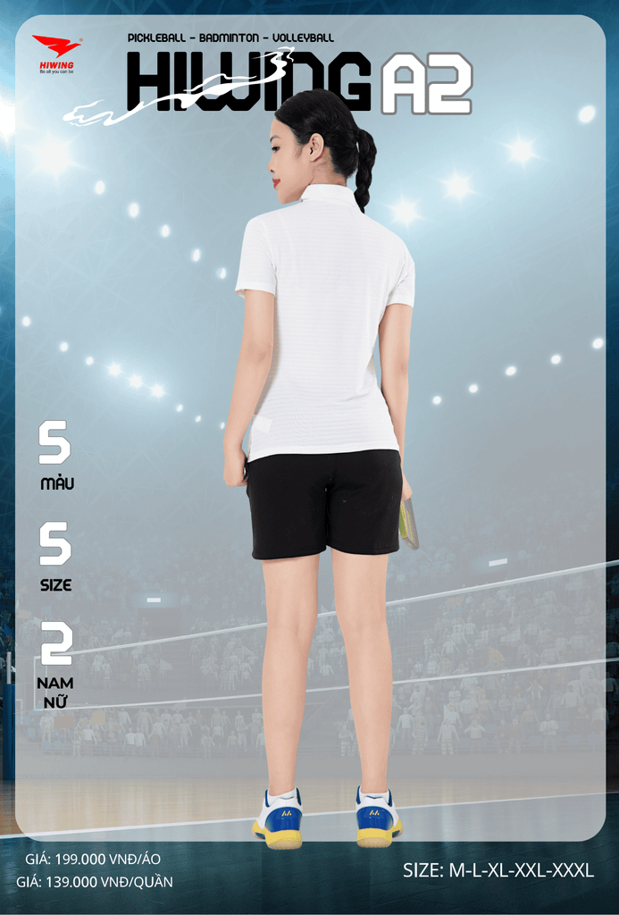 Áo Cầu Lông , Pickleball Hiwing A2 - Màu Trắng