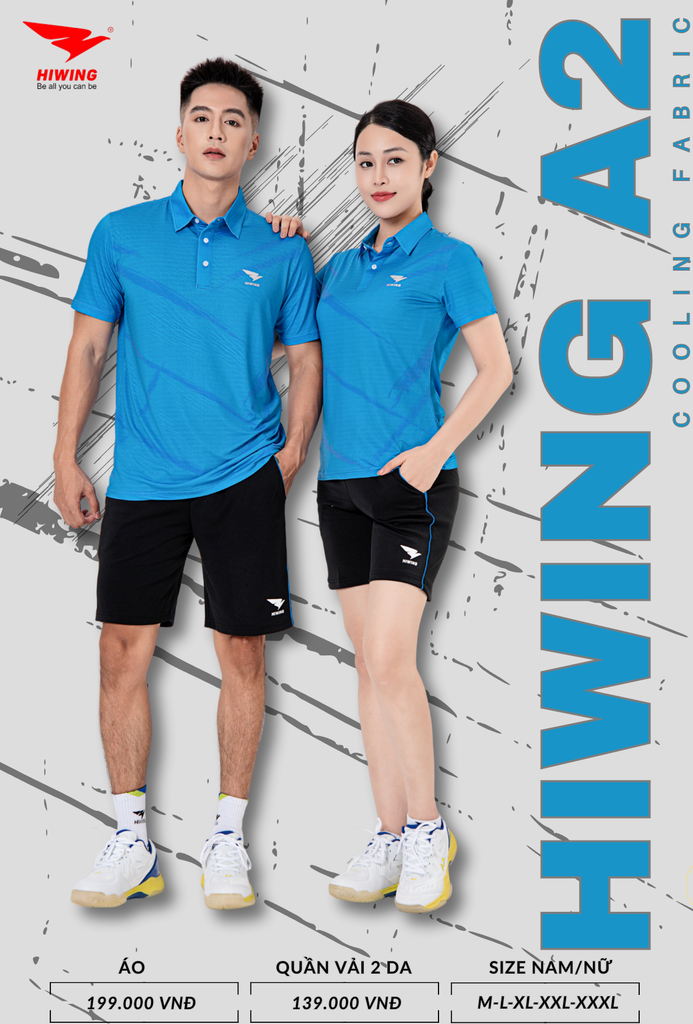 Áo Cầu Lông , Pickleball Hiwing A2 - Màu Xanh Da