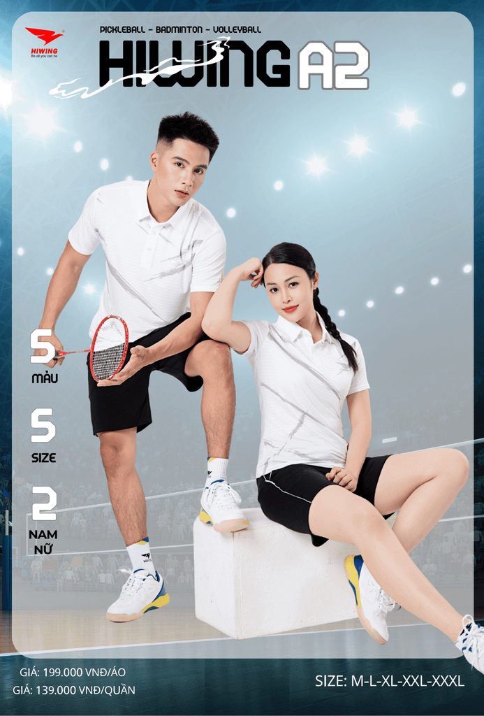 Áo Cầu Lông , Pickleball Hiwing A2 - Màu Trắng