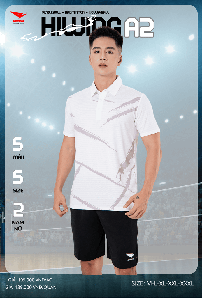 Áo Cầu Lông , Pickleball Hiwing A2 - Màu Trắng