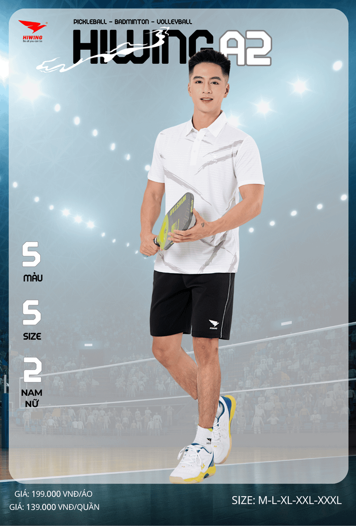 Áo Cầu Lông , Pickleball Hiwing A2 - Màu Trắng