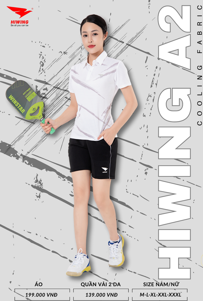 Áo Cầu Lông , Pickleball Hiwing A2 - Màu Trắng