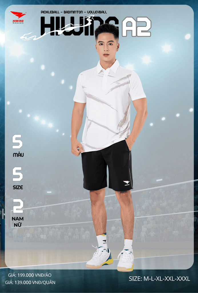 Áo Cầu Lông , Pickleball Hiwing A2 - Màu Trắng