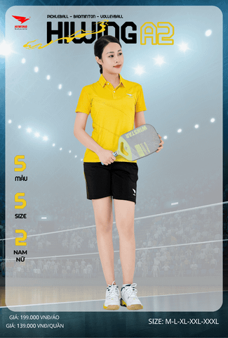 Áo Cầu Lông , Pickleball Hiwing A2 - Màu Vàng