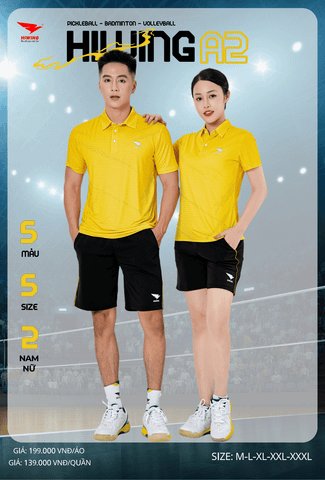 Áo Cầu Lông , Pickleball Hiwing A2 - Màu Vàng