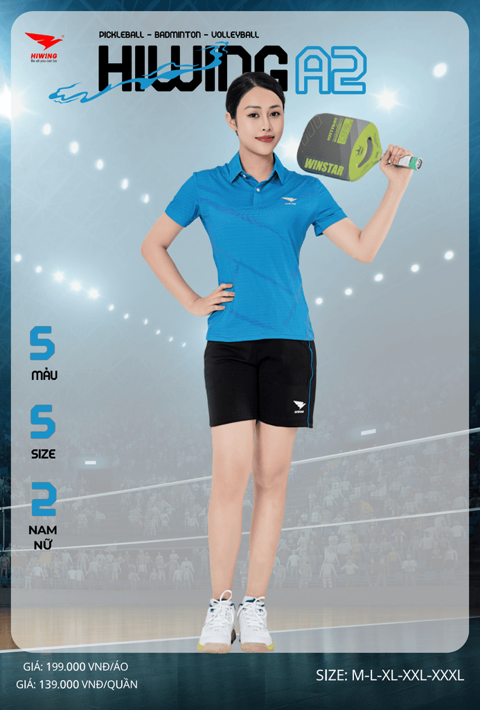 Áo Cầu Lông , Pickleball Hiwing A2 - Màu Xanh Da
