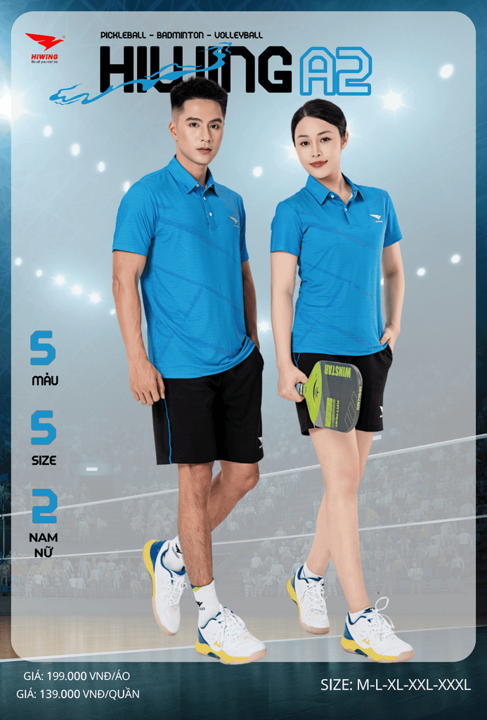 Áo Cầu Lông , Pickleball Hiwing A2 - Màu Xanh Da