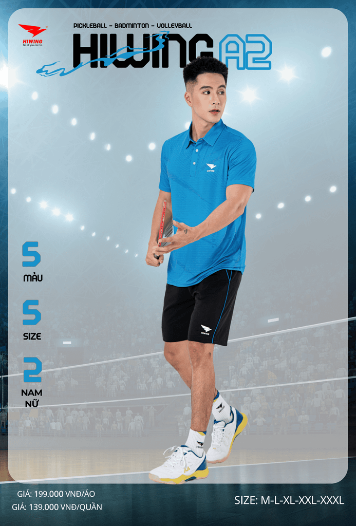 Áo Cầu Lông , Pickleball Hiwing A2 - Màu Xanh Da