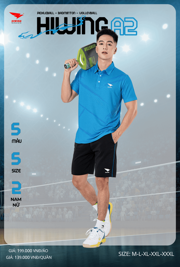 Áo Cầu Lông , Pickleball Hiwing A2 - Màu Xanh Da