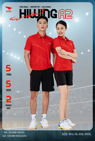 Áo Cầu Lông , Pickleball Hiwing A2 - Màu Đỏ