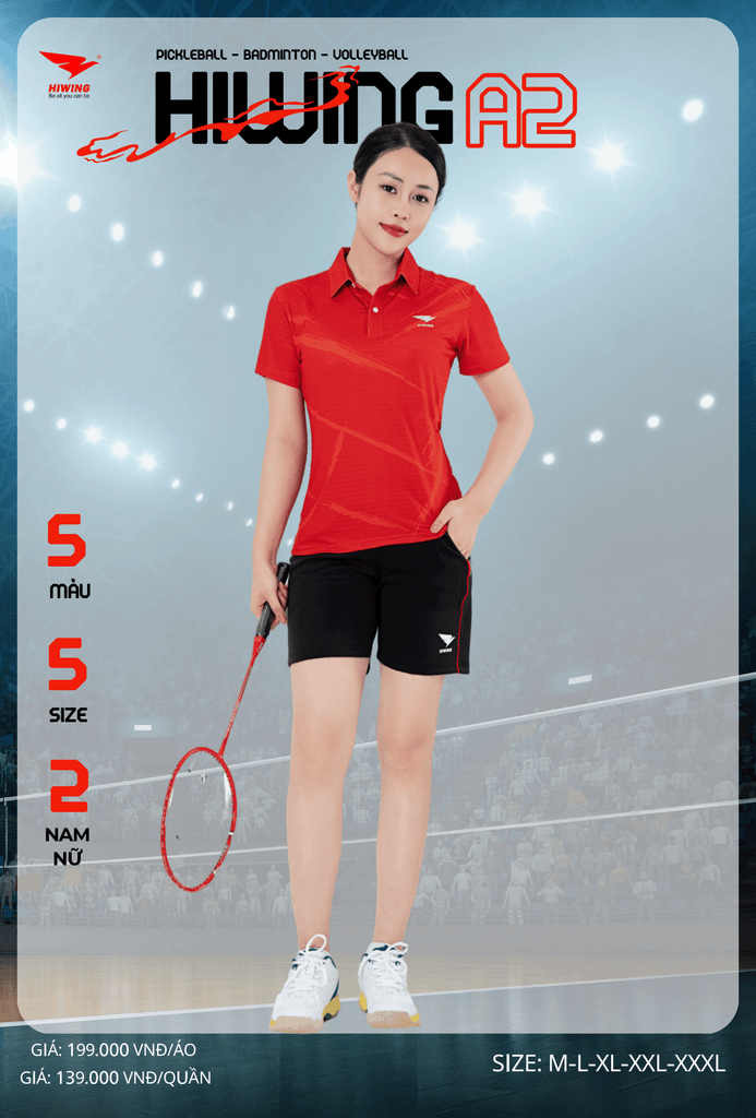 Áo Cầu Lông , Pickleball Hiwing A2 - Màu Đỏ