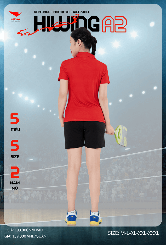 Áo Cầu Lông , Pickleball Hiwing A2 - Màu Đỏ