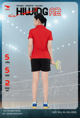 Áo Cầu Lông , Pickleball Hiwing A2 - Màu Đỏ