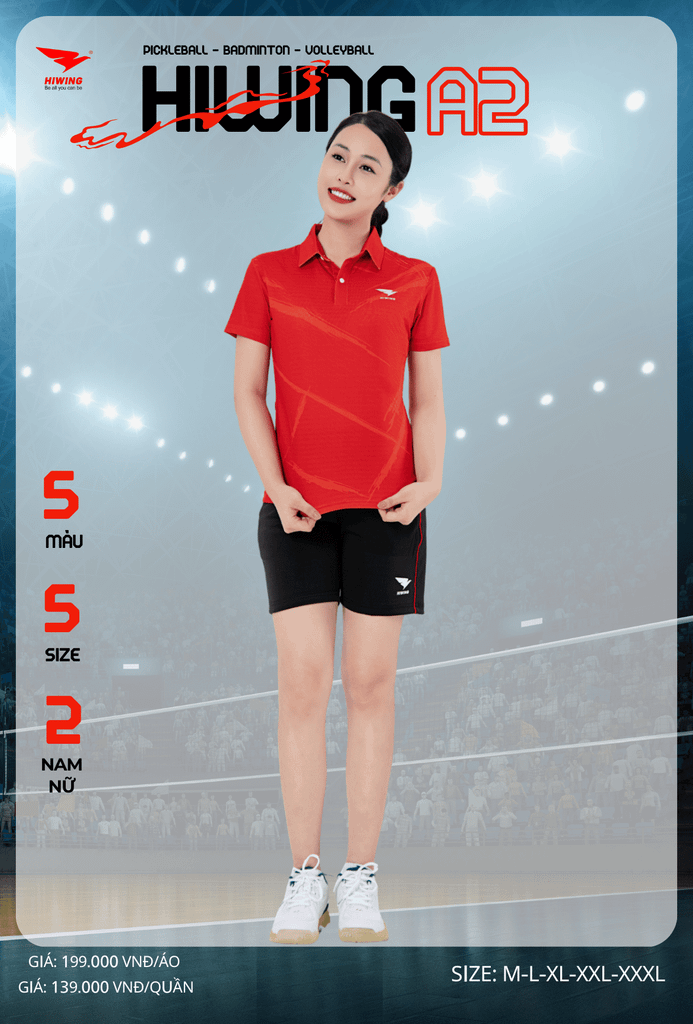 Áo Cầu Lông , Pickleball Hiwing A2 - Màu Đỏ