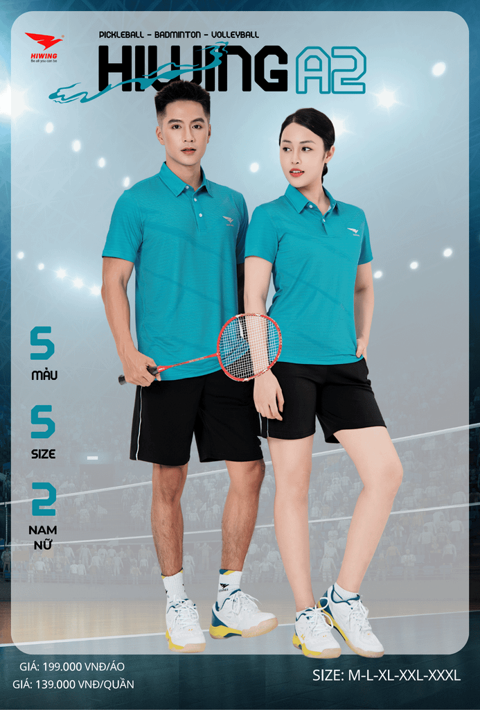 Áo Cầu Lông , Pickleball Hiwing A2 - Màu Xanh Lý