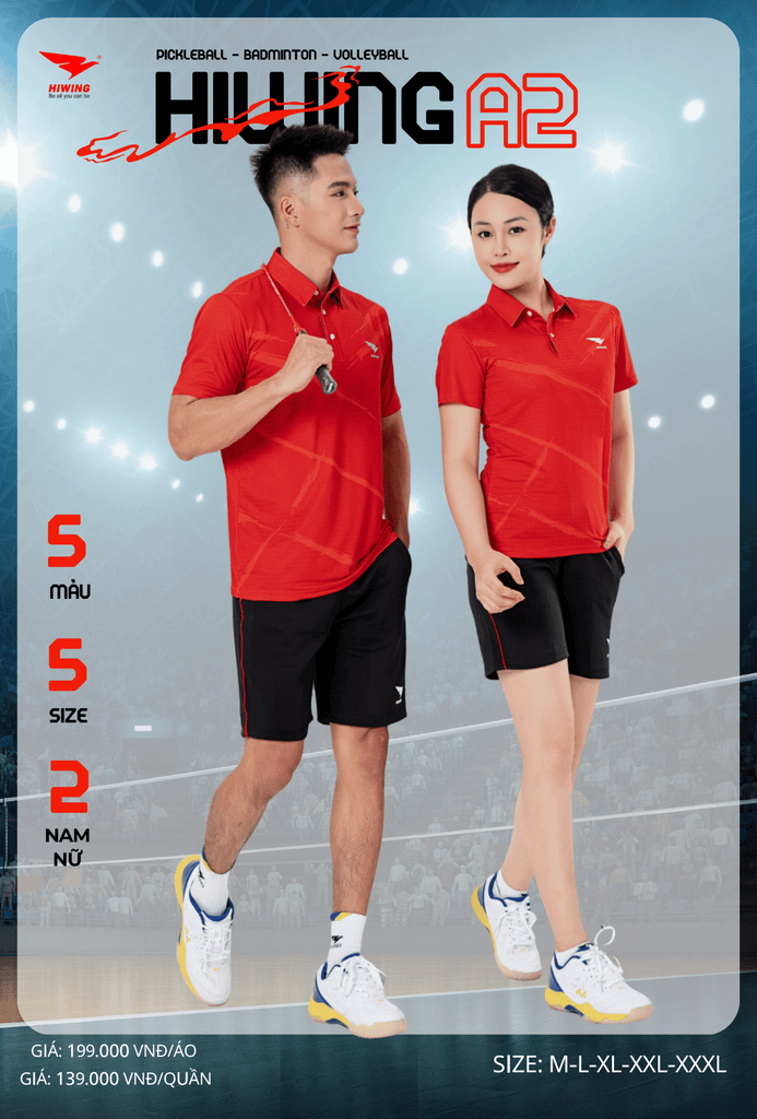 Áo Cầu Lông , Pickleball Hiwing A2 - Màu Đỏ