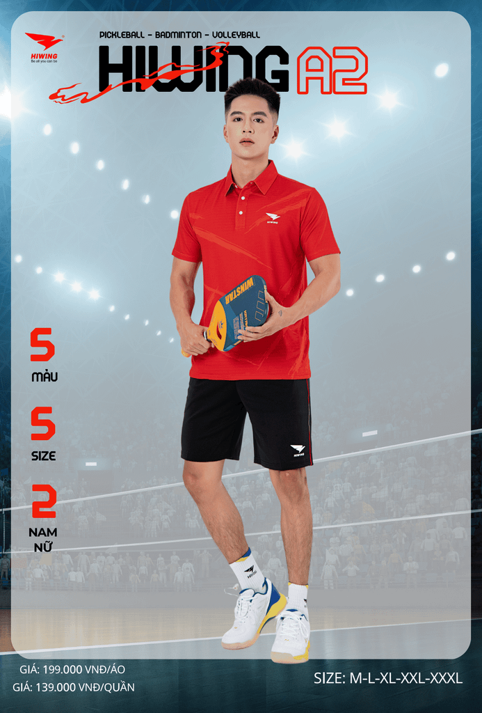 Áo Cầu Lông , Pickleball Hiwing A2 - Màu Đỏ