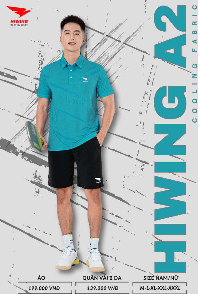 Áo Cầu Lông , Pickleball Hiwing A2 - Màu Xanh Da