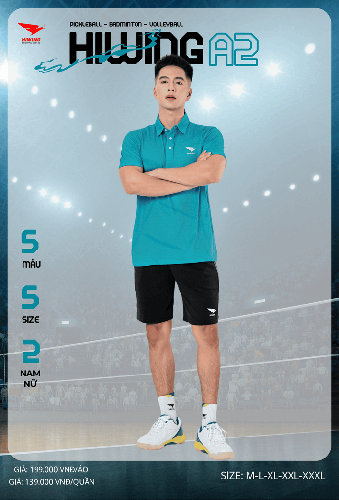 Áo Cầu Lông , Pickleball Hiwing A2 - Màu Xanh Lý