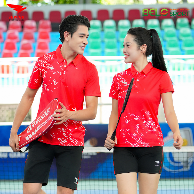 Áo Cầu Lông , Pickleball Hiwing W8 - Màu Đỏ