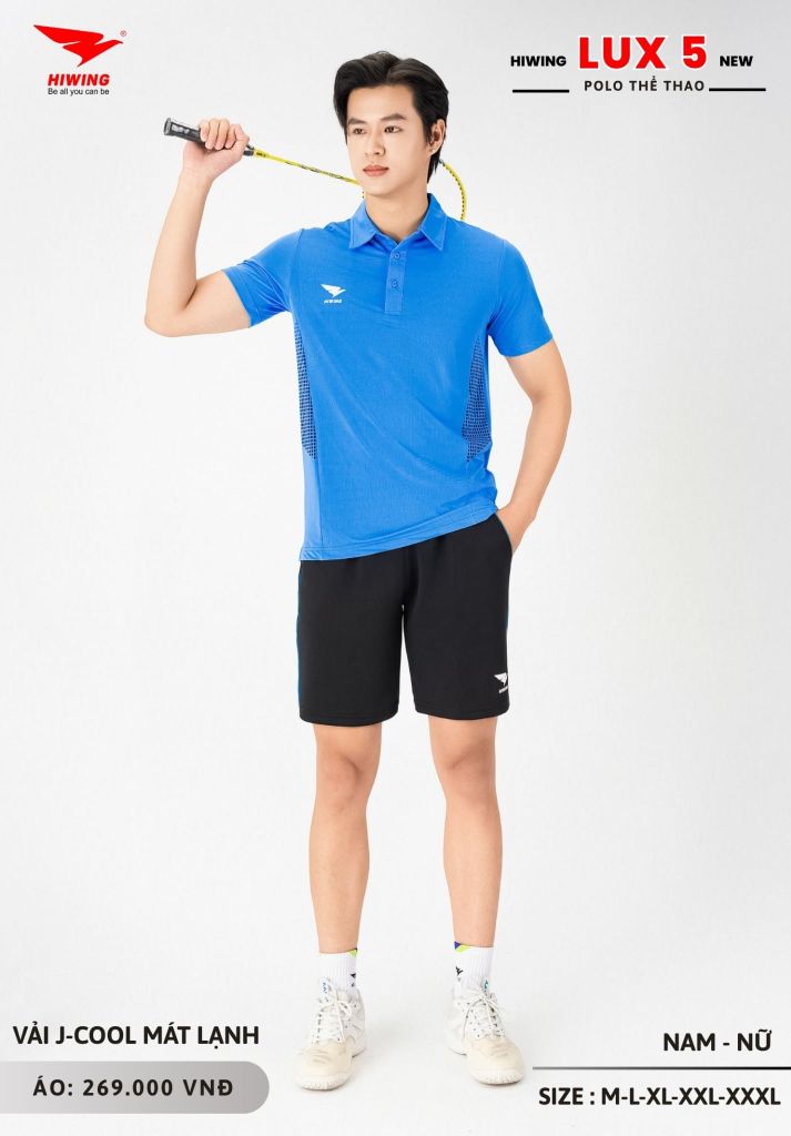 Áo Cầu Lông Pickleball Bóng Chuyền Hiwing Lux 5 Nam Nữ Màu Xanh Da