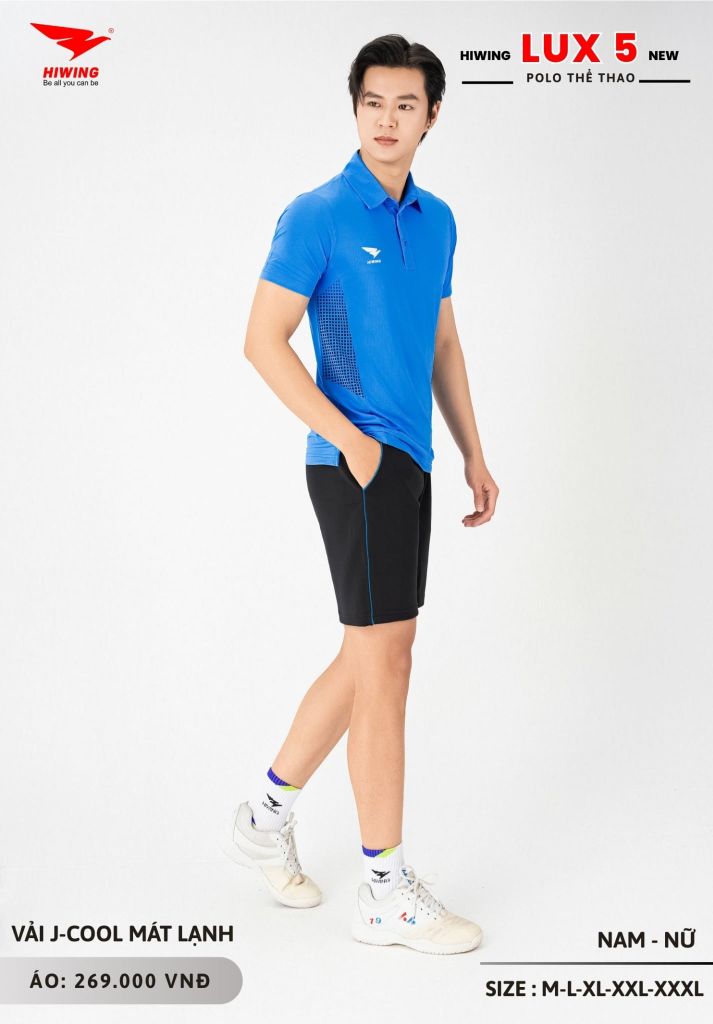 Áo Cầu Lông Pickleball Bóng Chuyền Hiwing Lux 5 Nam Nữ Màu Xanh Da