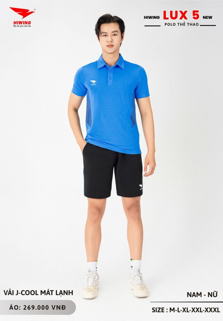 Áo Cầu Lông Pickleball Bóng Chuyền Hiwing Lux 5 Nam Nữ Màu Xanh Da